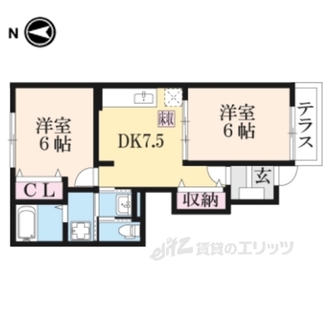 綾部市大島町のアパートの間取り