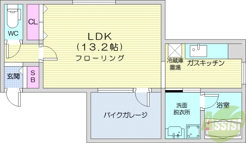 札幌市西区発寒三条のマンションの間取り