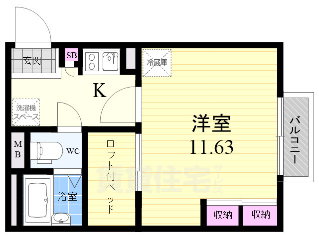 京都市下京区瀬戸屋町のアパートの間取り