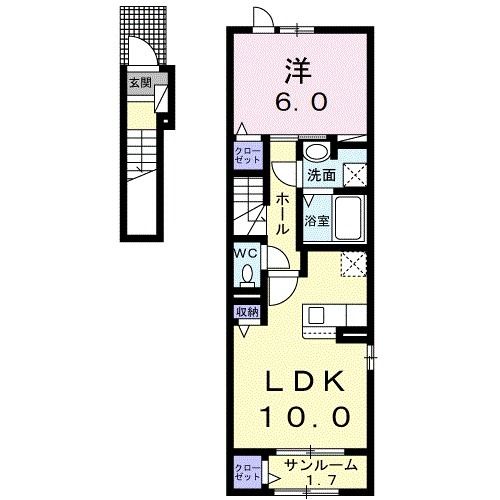 八戸市新湊のアパートの間取り