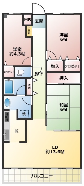 ワコーレ武里II号館の間取り