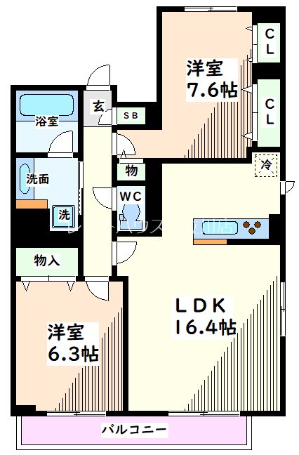 昭島市中神町のマンションの間取り