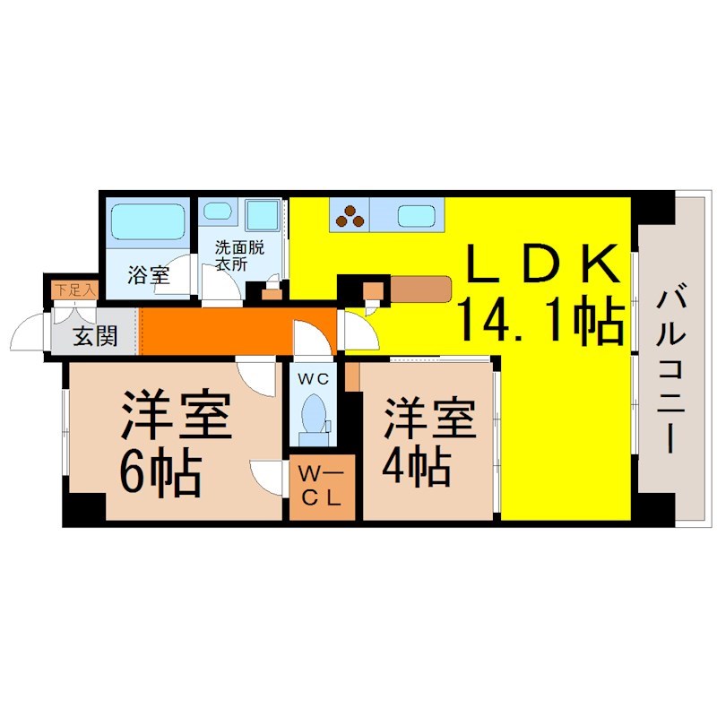 名古屋市中川区山王のマンションの間取り