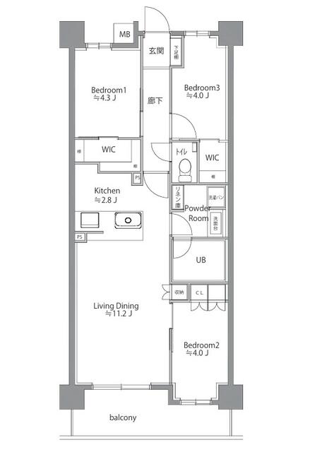 北区田端新町のマンションの間取り