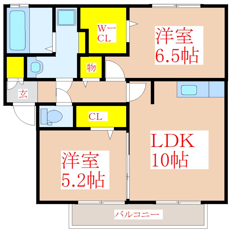 グランモアＫ　Ａ棟の間取り