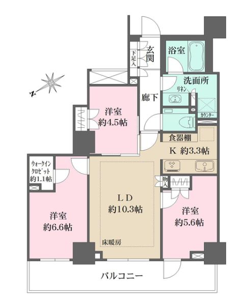 港区三田のマンションの間取り