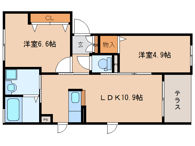 木津川市州見台のマンションの間取り