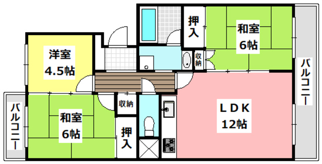 箕面市小野原東のマンションの間取り