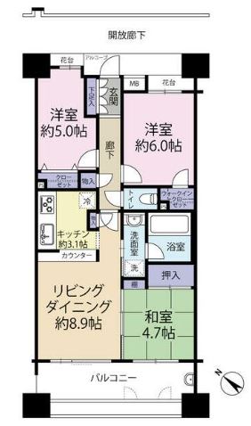 千葉市中央区問屋町のマンションの間取り