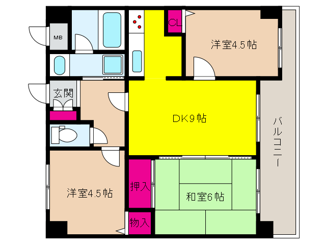 神戸市灘区山田町のマンションの間取り