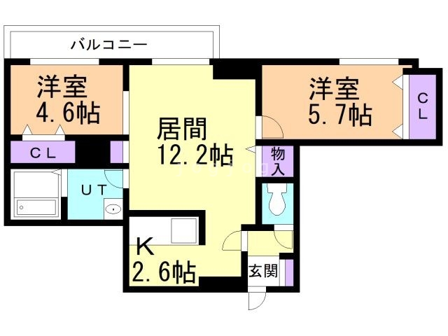 札幌市西区宮の沢三条のマンションの間取り