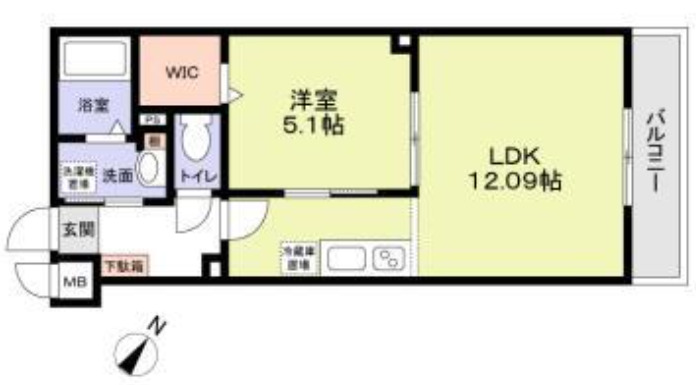 千葉市中央区松ケ丘町のアパートの間取り