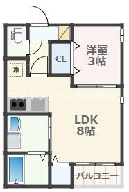 熊本市中央区坪井のアパートの間取り