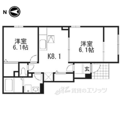 南丹市園部町横田のアパートの間取り