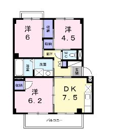 【岡山市中区中井のマンションの間取り】