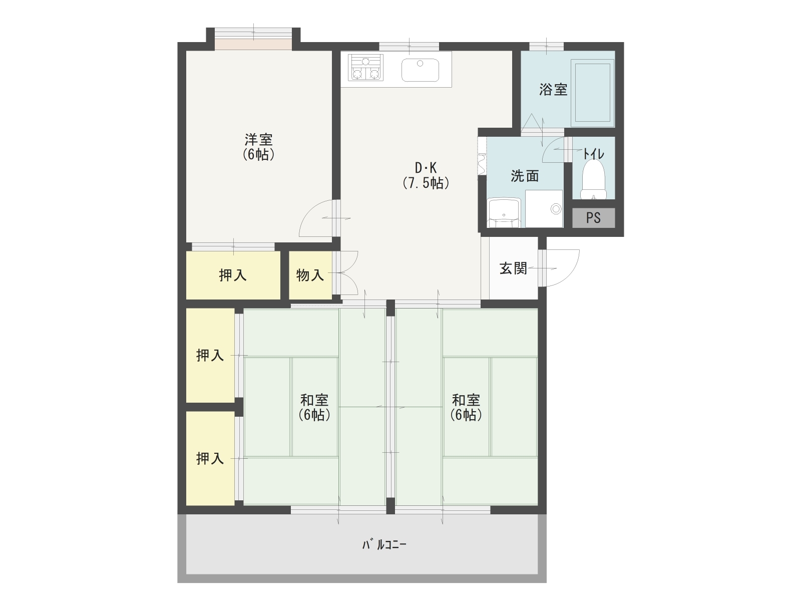 花火が観られるメゾン渡辺の間取り