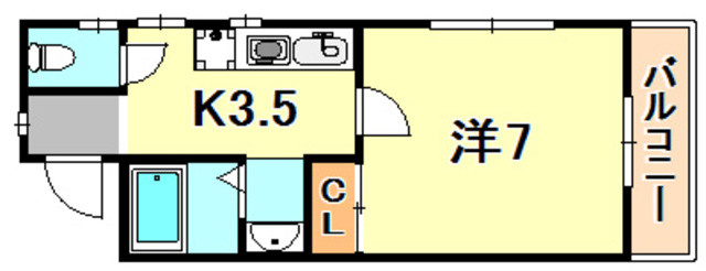 神戸市長田区大丸町のアパートの間取り