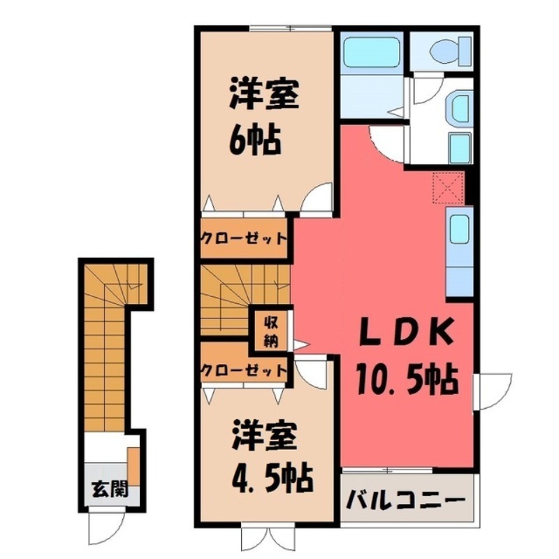 【さくら市氏家のアパートの間取り】