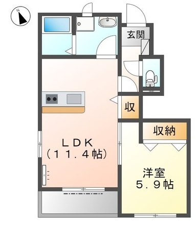 【名古屋市天白区大根町のアパートの間取り】