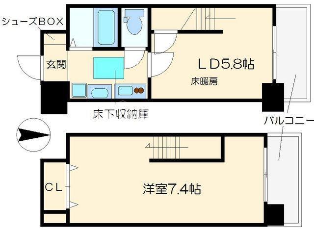 大阪市浪速区難波中のマンションの間取り