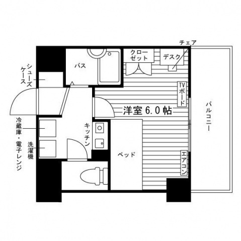 学生会館 スタジオM御所西[食事付き]の間取り