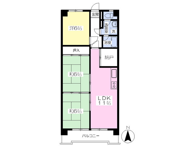 松山市朝日ケ丘のマンションの間取り