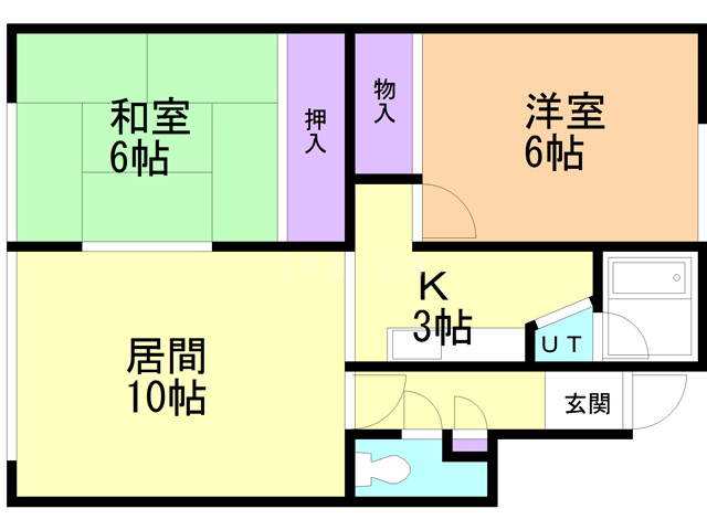 札幌市手稲区稲穂三条のアパートの間取り