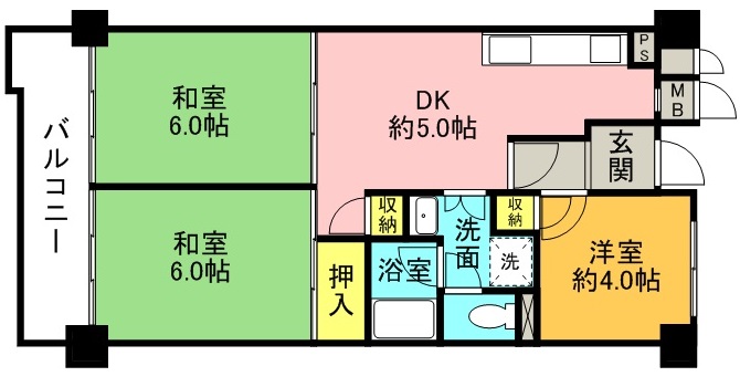 UR若山台中央　5号棟の間取り