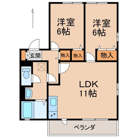 和歌山市冬野のアパートの間取り