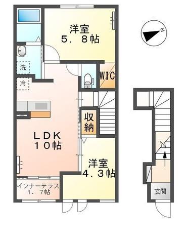 山形市陣場南のアパートの間取り