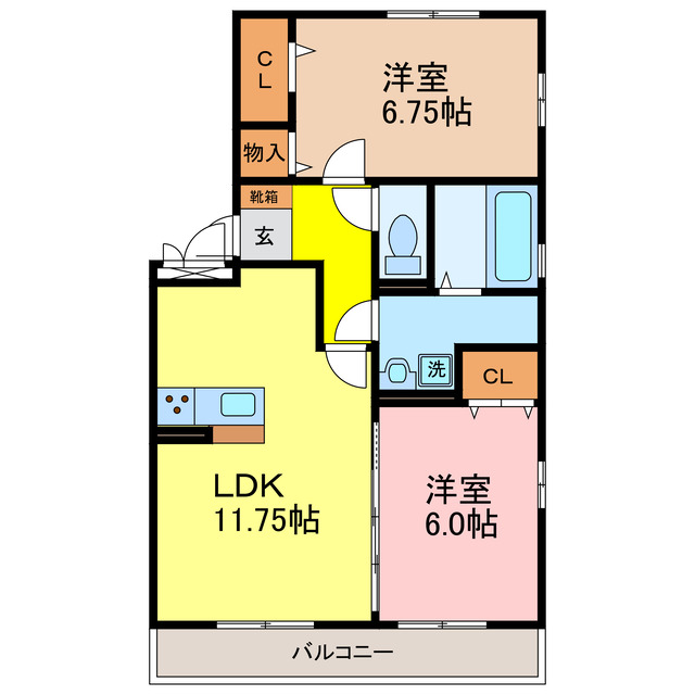 大津市大萱のアパートの間取り