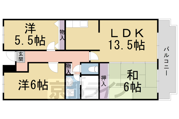 京都市南区久世中久世町４丁目のマンションの間取り