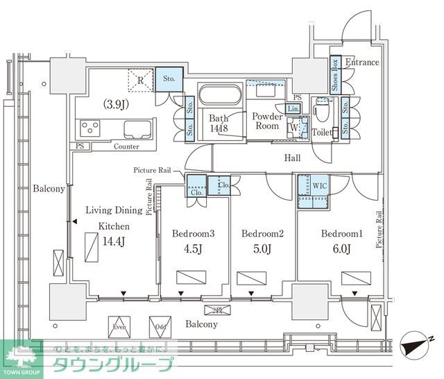 港区港南のマンションの間取り