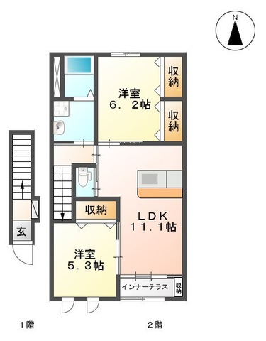 シャイン ヴィレッジ 大木戸 Ａの間取り