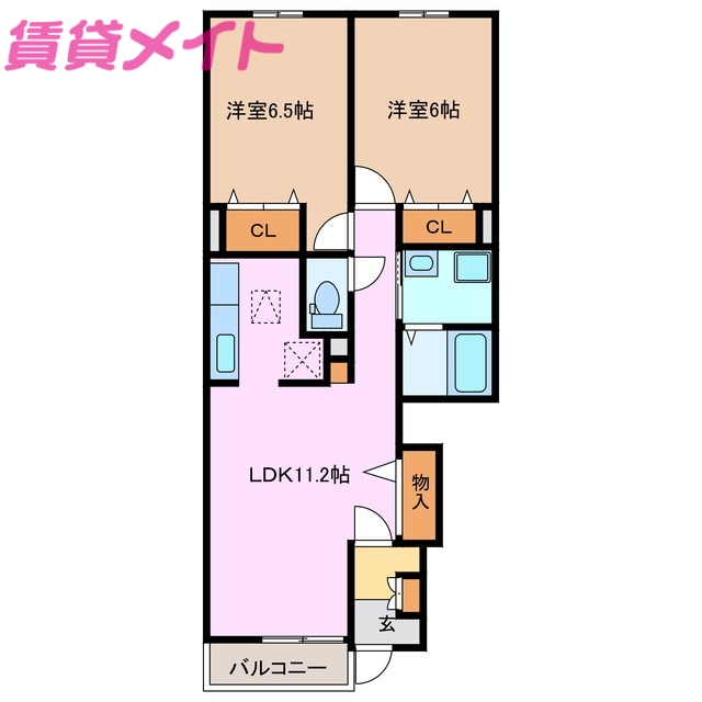 津市川方町のアパートの間取り