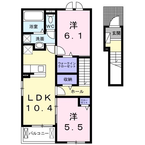 入間郡毛呂山町南台のアパートの間取り