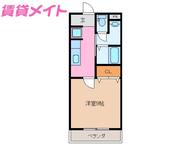 松阪市嬉野中川町のアパートの間取り