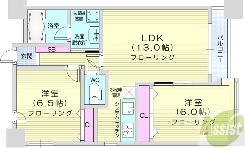 地下鉄東西線 西１８丁目駅 徒歩5分 10階建 築14年の間取り写真