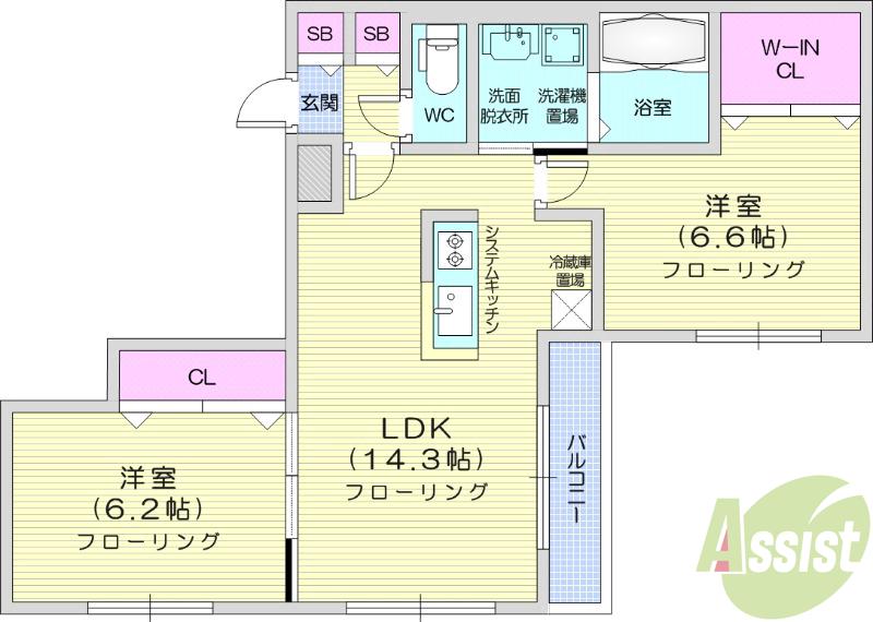 地下鉄東西線 東札幌駅 徒歩7分 4階建 築4年の間取り写真
