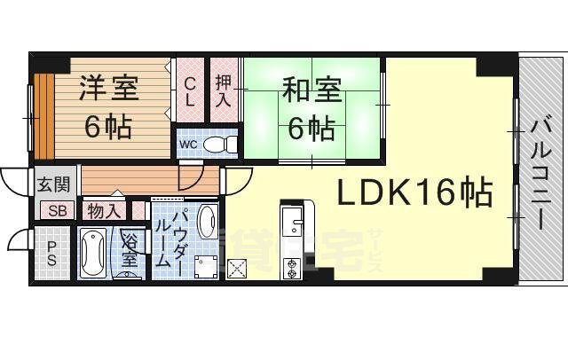 地下鉄東西線 六地蔵駅 徒歩5分 5階建 築30年の間取り写真
