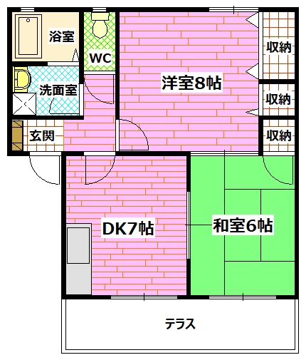 安芸郡熊野町萩原のアパートの間取り