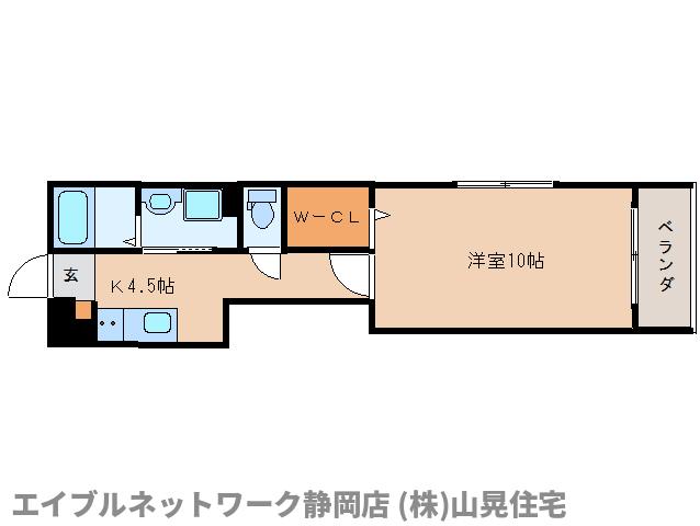 静岡市葵区安西のマンションの間取り