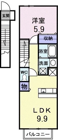 筑後市大字久富のアパートの間取り