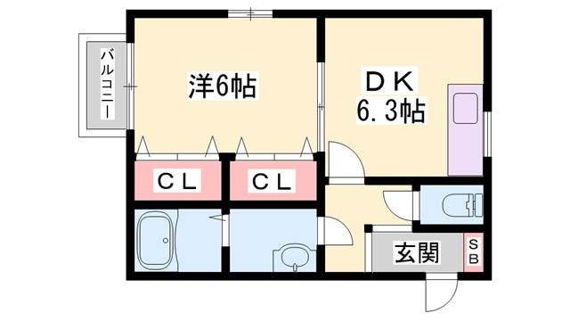 【姫路市青山のアパートの間取り】