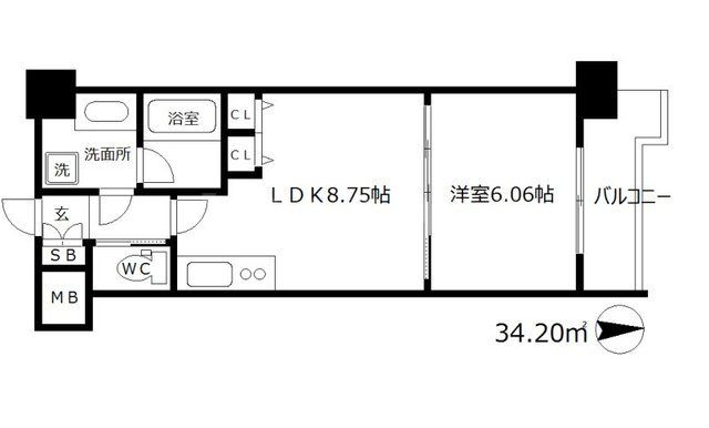 大阪市中央区島町のマンションの間取り