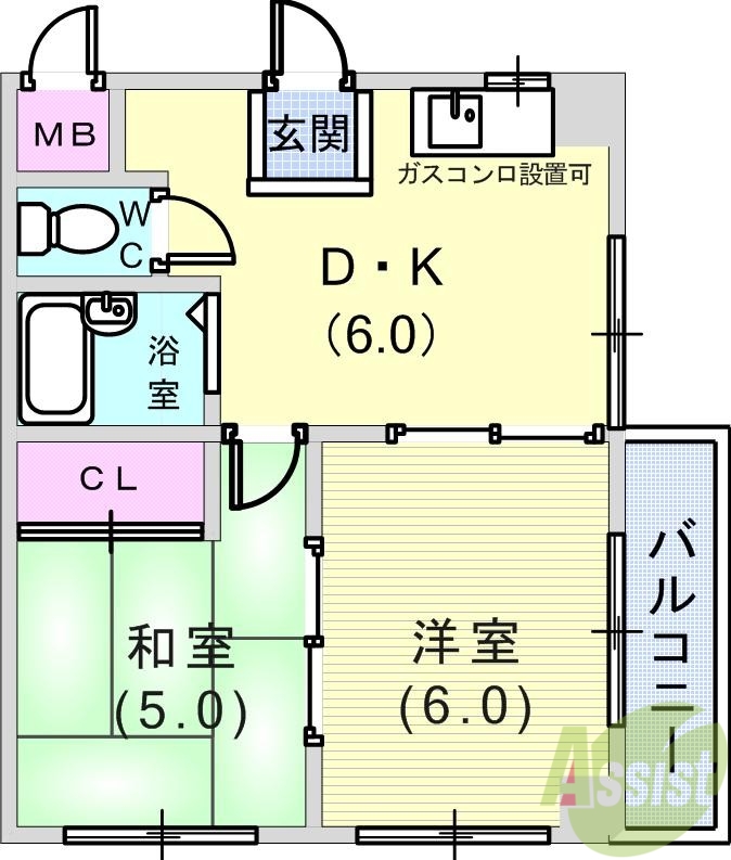 坂田ハイツの間取り