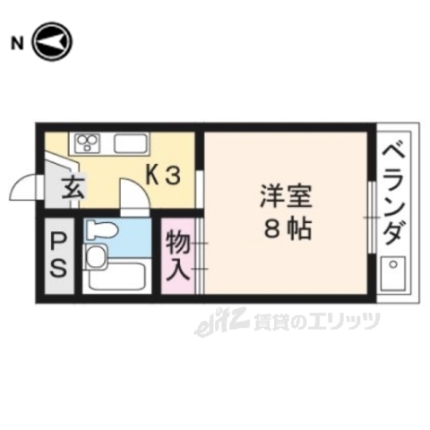 京都市左京区下鴨東森ケ前町のマンションの間取り