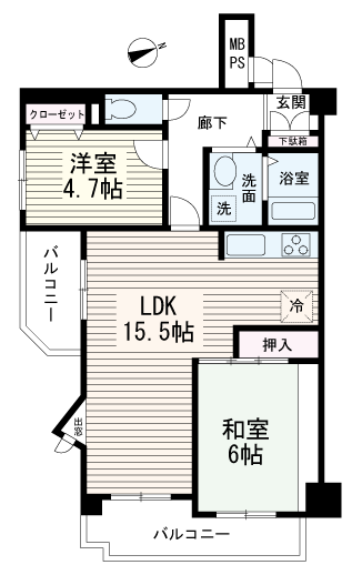 横浜市栄区笠間のマンションの間取り