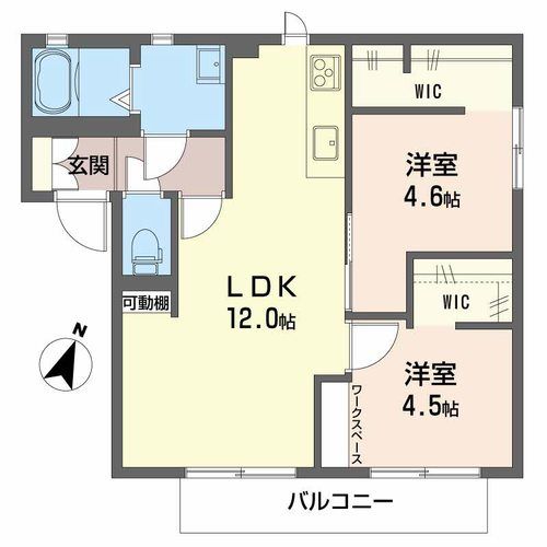 磐田市壱貫地のアパートの間取り