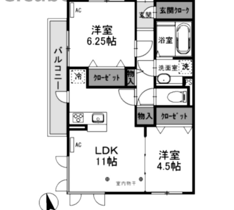 前橋市天川大島町のアパートの間取り